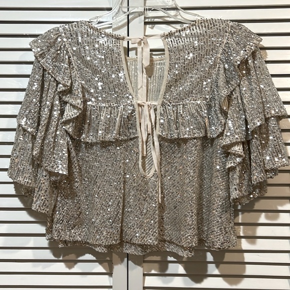 Free People Gold Sequin Blouse - Picture 4 of 10